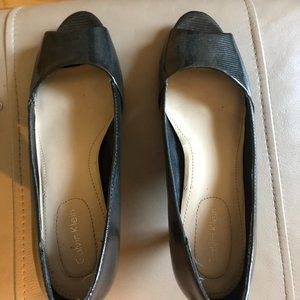 Calvin Klein Black Patent Leather Open Toe Sandals